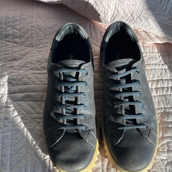 Men's Salvatore Ferragamo Dark Gray Leather Sneakers